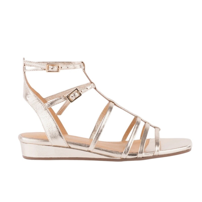 Seychelles Womens Luxurious Wedge Sandals US 6 Gold Leather Gladiator NWOB