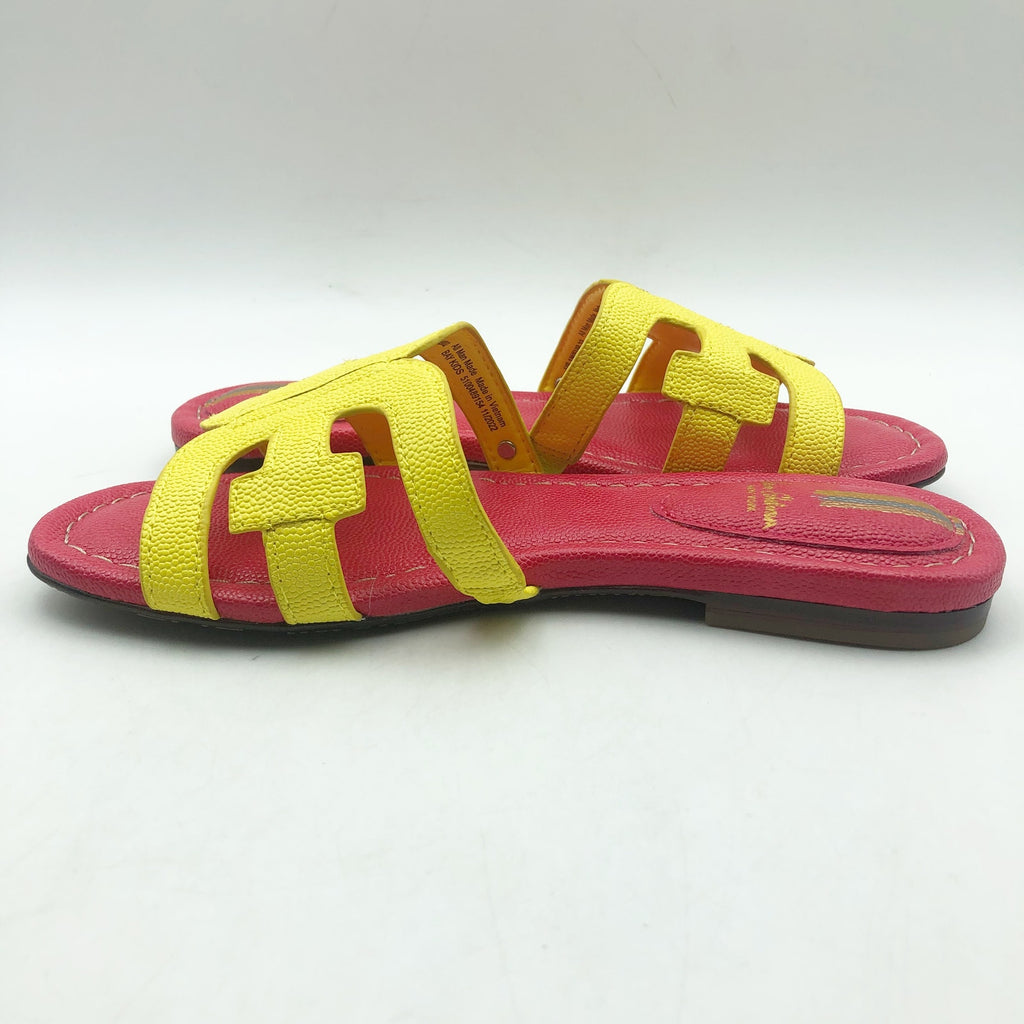 Sam Edelman Girls Bay Cut Out Slide Sandals Size 1 Pink Yellow Leather NIB