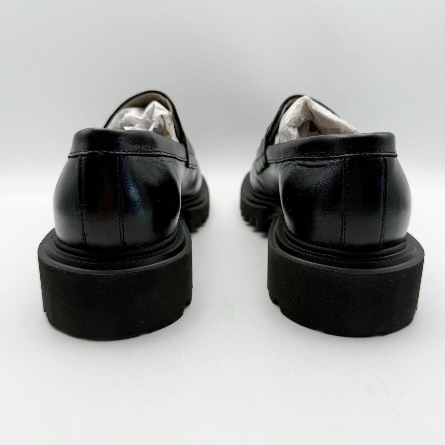 Allsaints Womens Lola Loafers US 7 EU 37 Black Leather Chunky Lug Sole NWOB