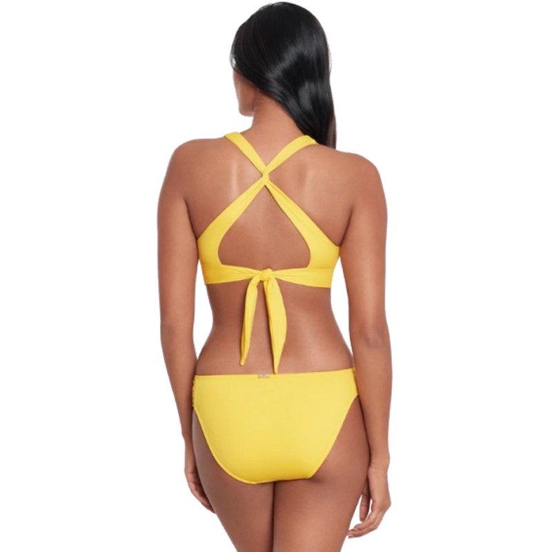 LAUREN RALPH LAUREN Twist X Back Bikini Top SIZE 12 Bright Yellow Beach Club NWT