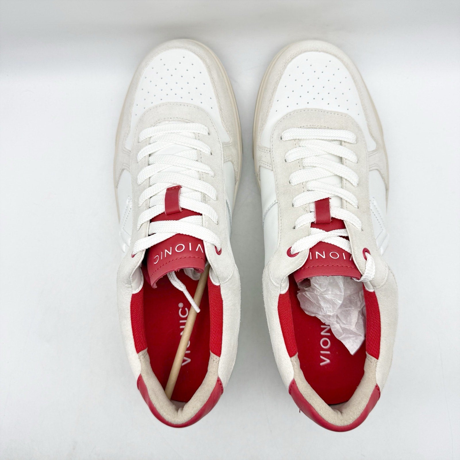 Vionic Womens Kimmie Court Sneakers US 12 M White Red Leather NWOB