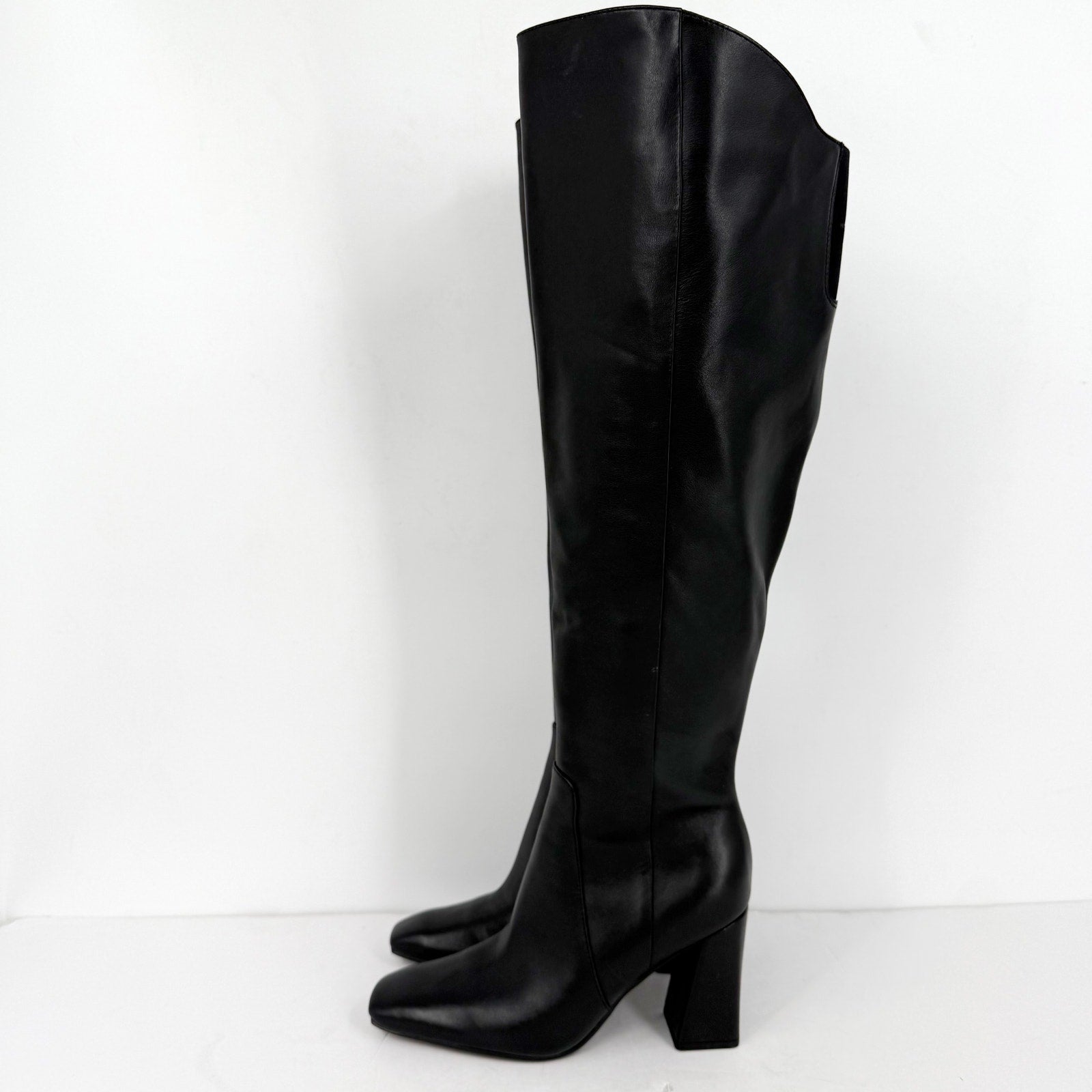 Naturalizer Womens Lyric Wide Calf Over the Knee Boots US 8 M Black Leather