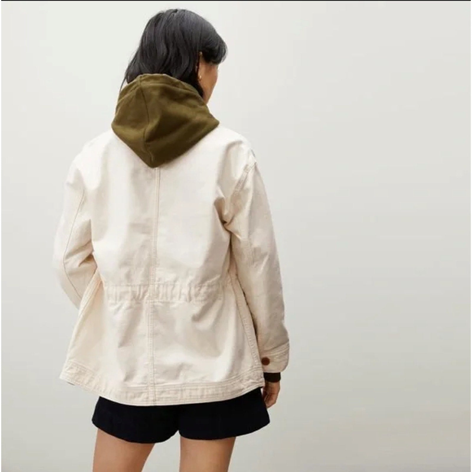 Everlane Womens The Cinchable Chore Jacket Medium Cream Bone NWT