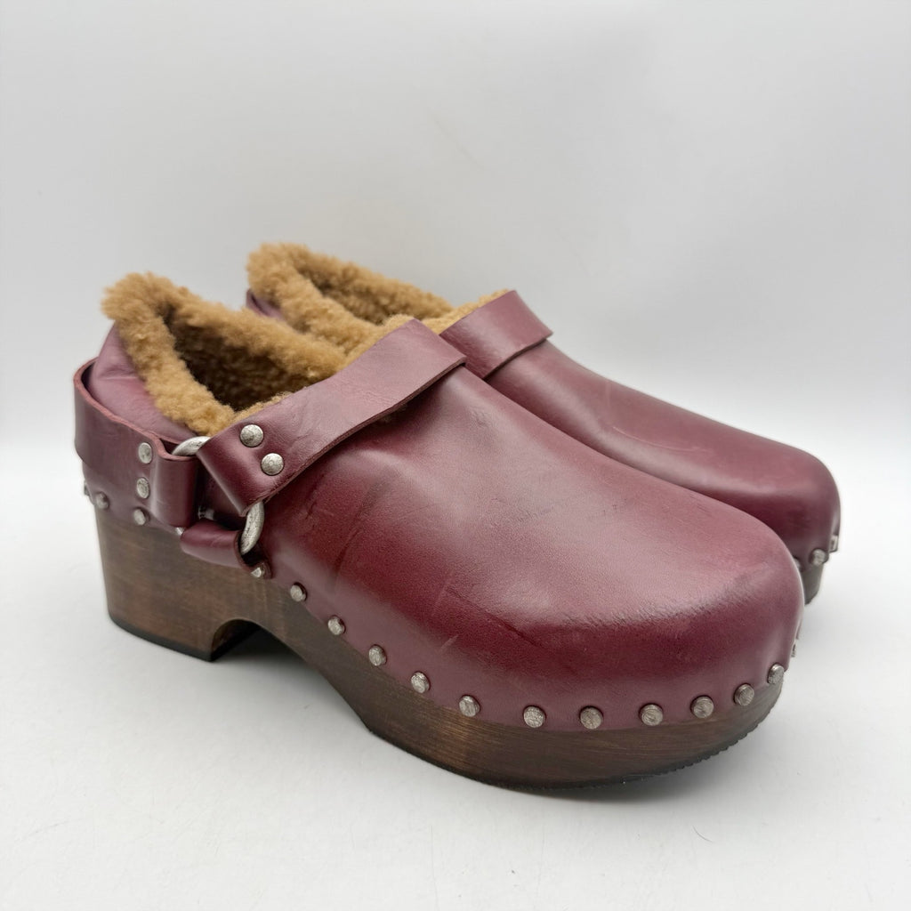 RE/DONE Womens 70s Slingback Clogs EU 40 US 10 Red Leather Studded NWOB