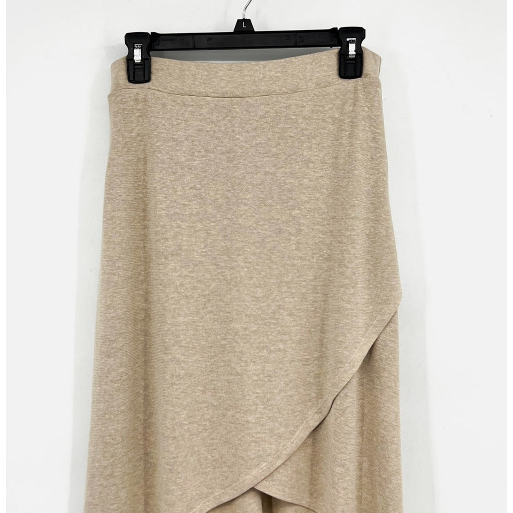 PRANA Women's Tidal Wave Midi Skirt Medium Sand Beige High Low Knit NWT