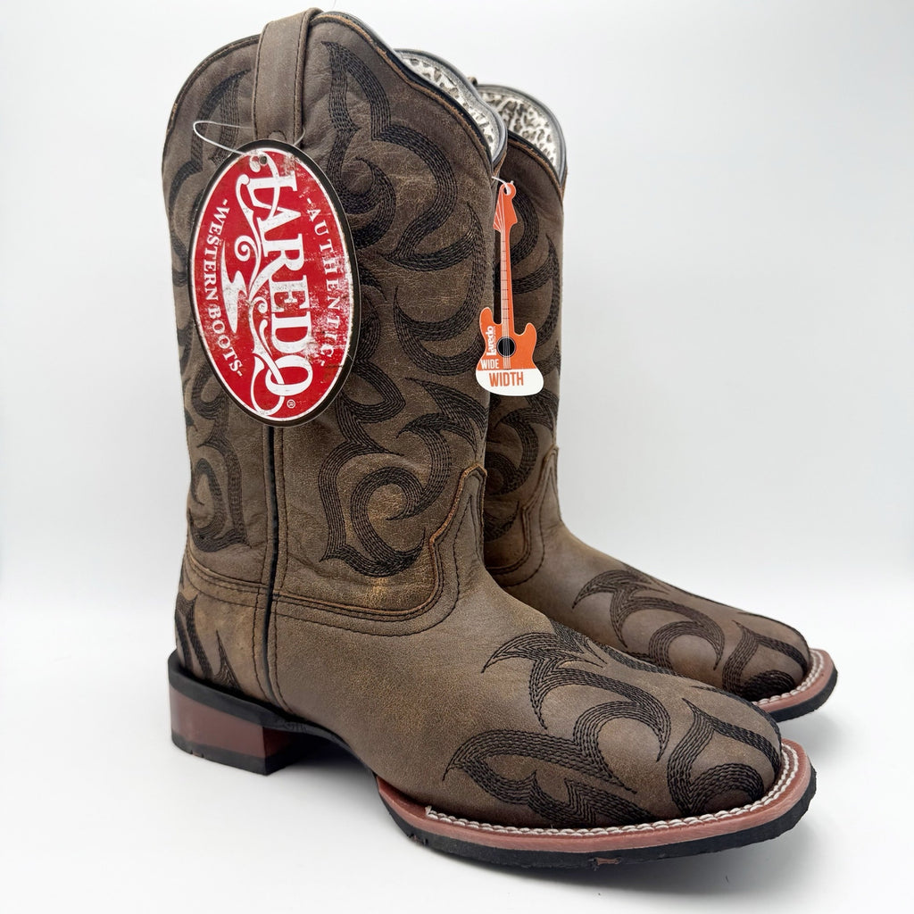 Laredo Women Sariah Cowboy Boot US 8 Wide Brown Leather Embroidered Mid Calf NIB