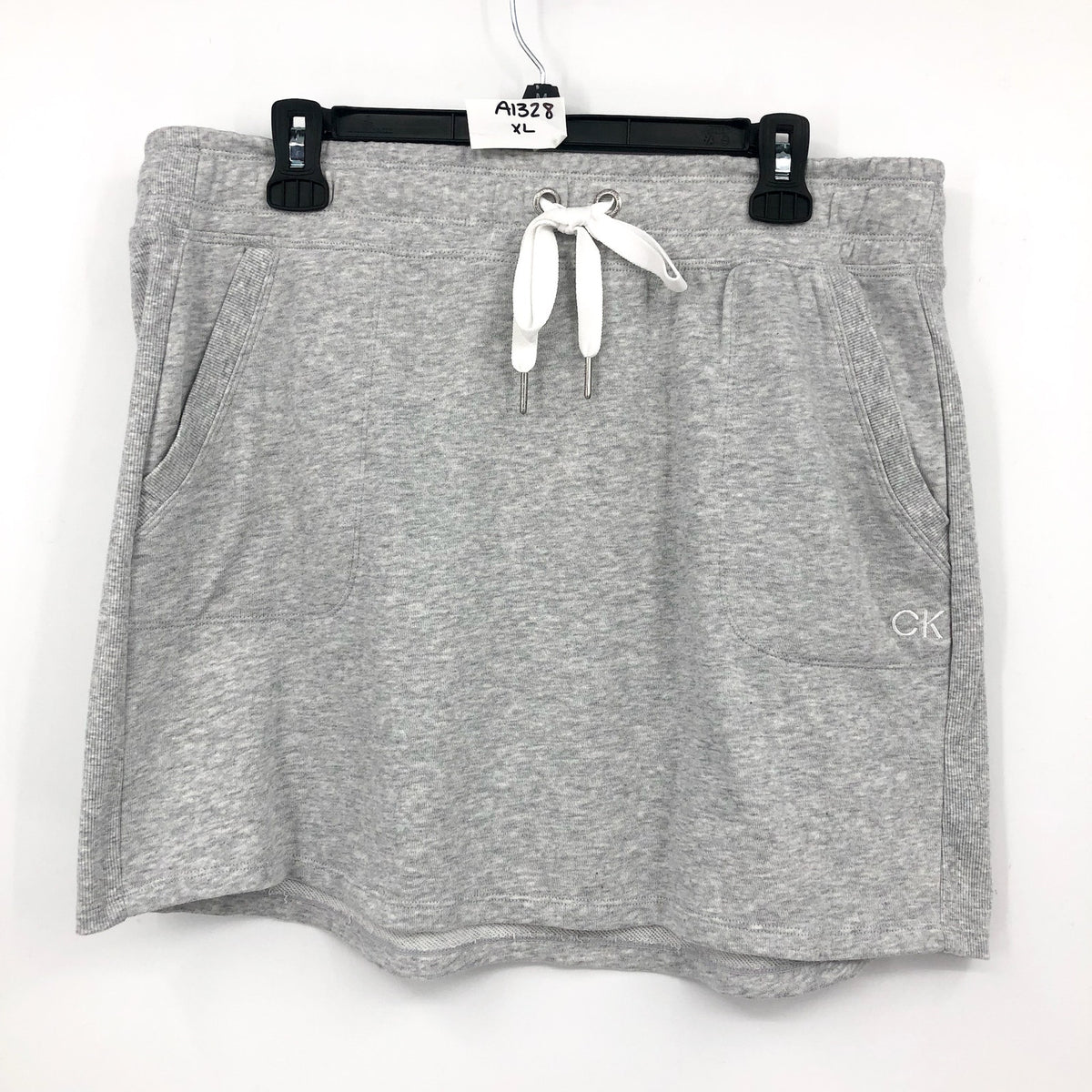 CALVIN KLEIN PERFORMANCE Womens Terry Skirt XL Grey Pull-On Cotton Blend NWT