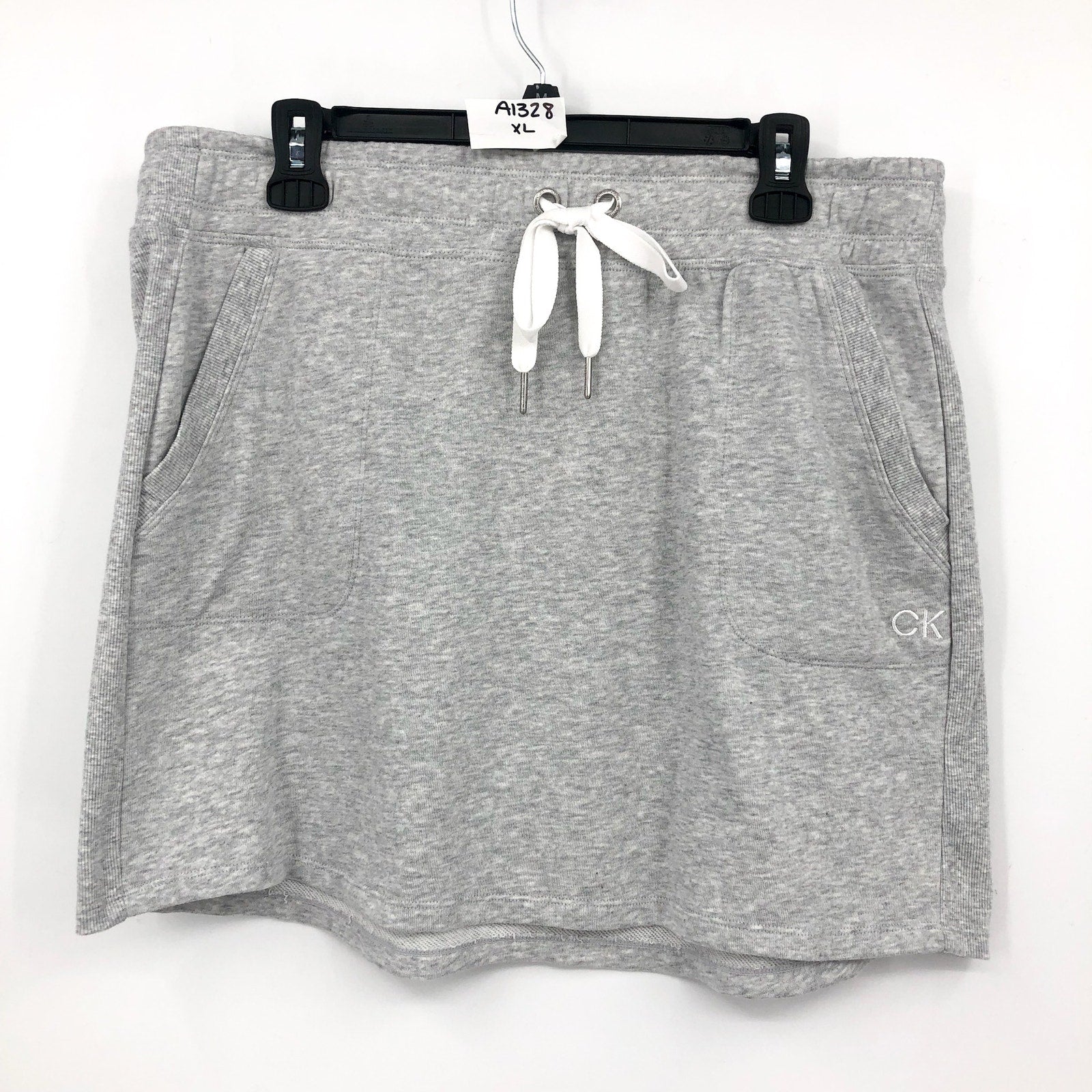 CALVIN KLEIN PERFORMANCE Womens Terry Skirt XL Grey Pull-On Cotton Blend NWT