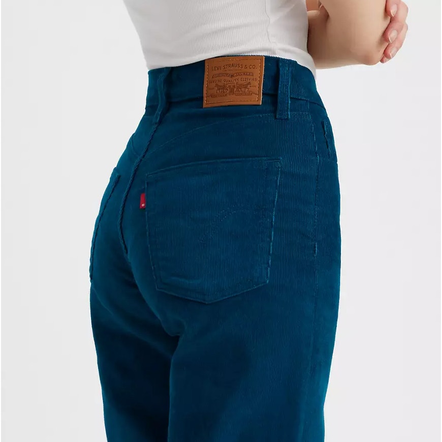 LEVI'S Women's Ribcage Ankle Corduroy Pants 27x27 US 4 Blue Straight  NWT
