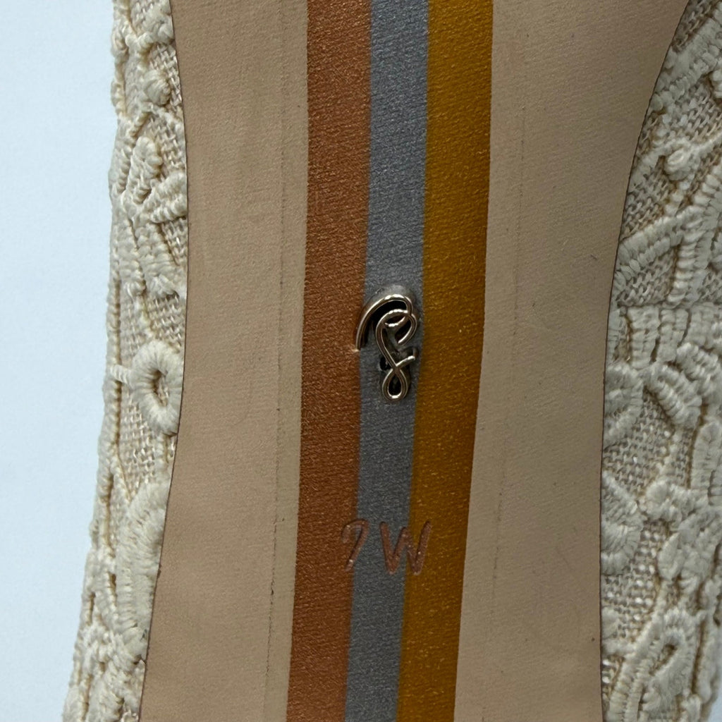 Sam Edelman Womens Hazel Pointed Toe Pumps Size 7 Wide EU 37 Ivory Lace NIB