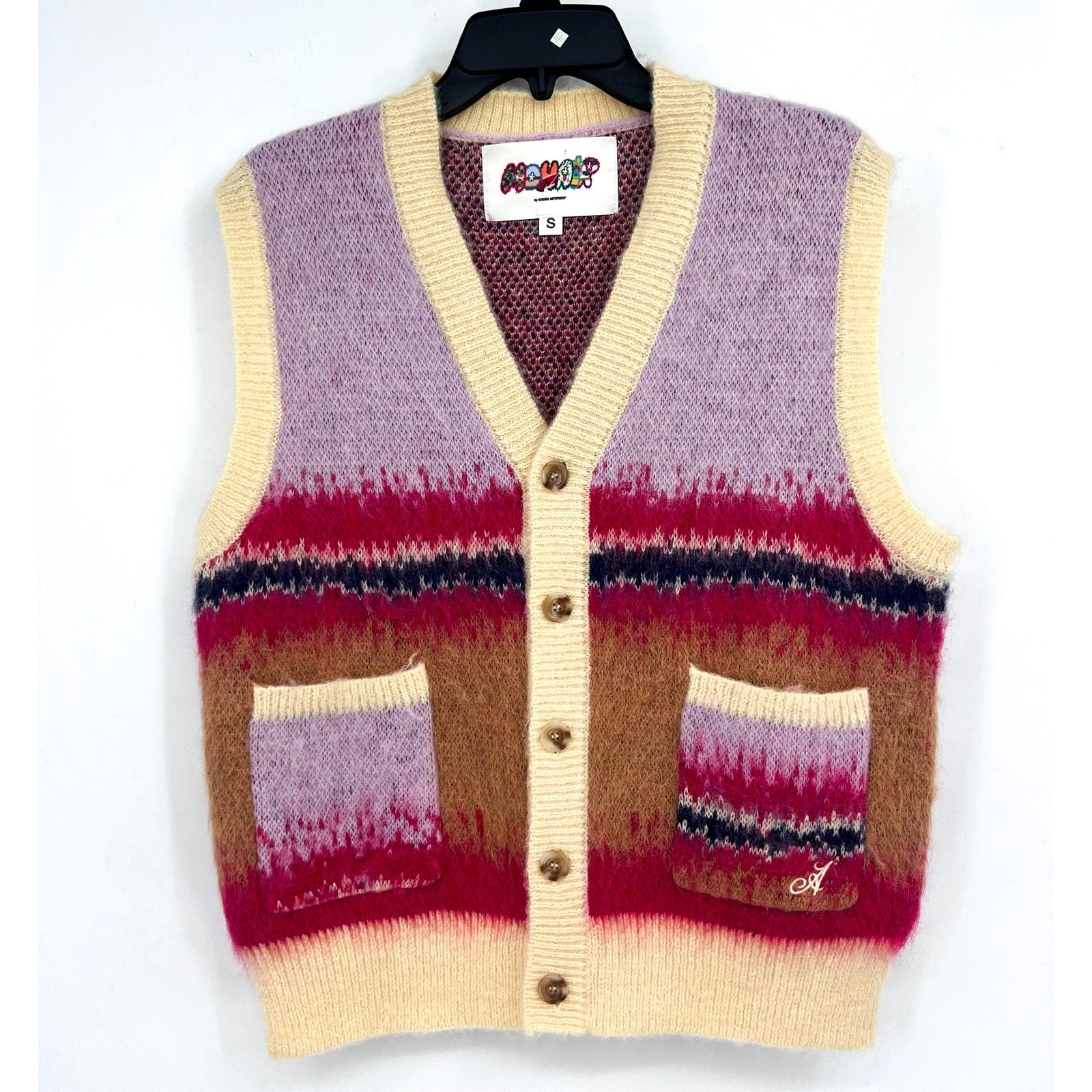 MOHAIR BY ADEDIM ASTERISKS UNISEX Mohair Knit Vest Small Pastel Multi NWOT