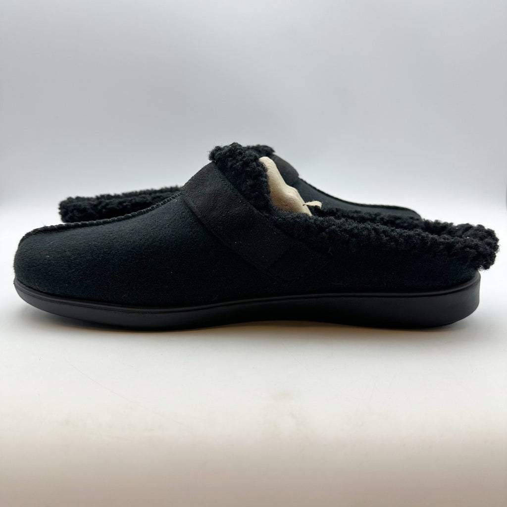 Bzees Womens Eternity Mules Size 10 M EU 41 Black Slip On Fleece Faux Fur NIB