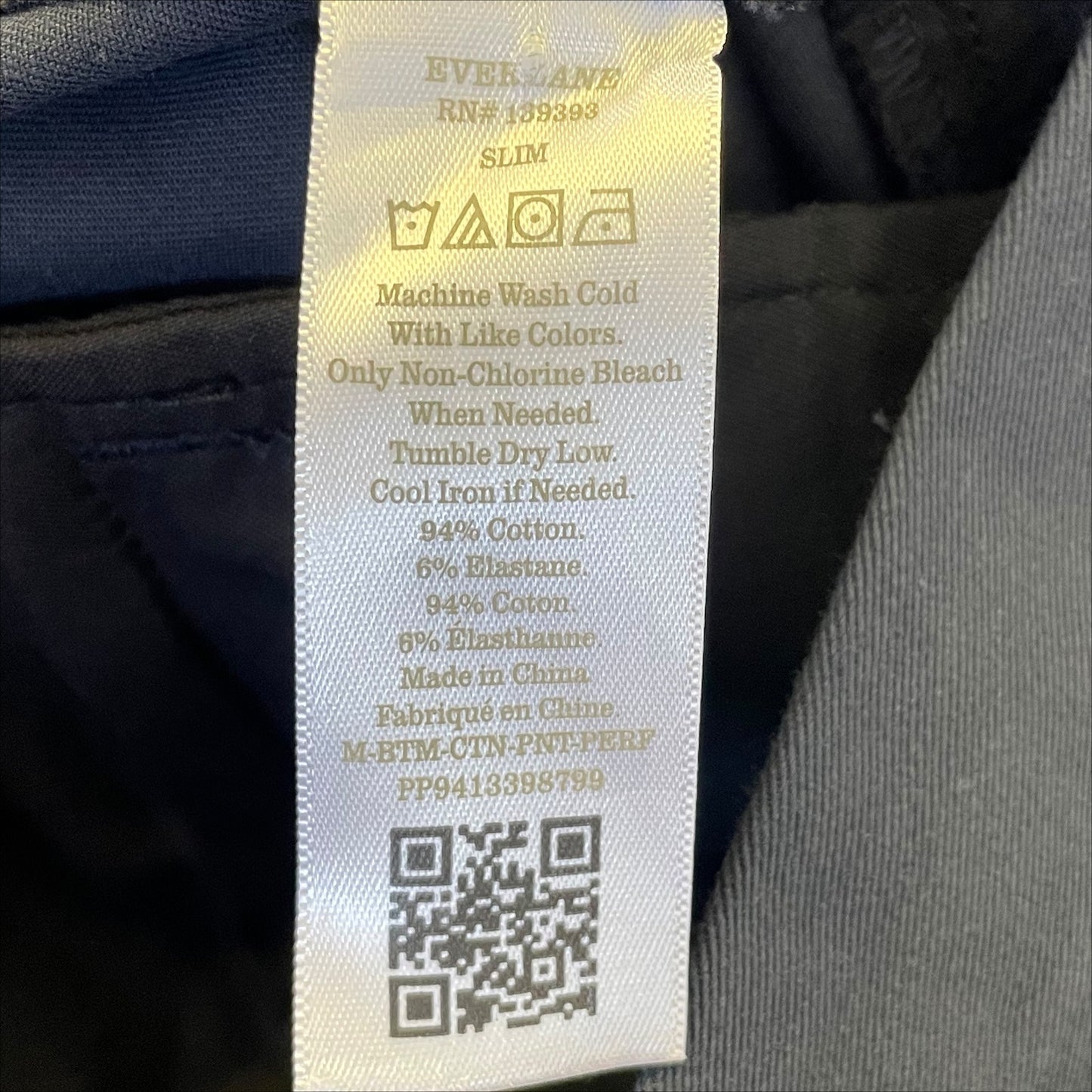 Everlane Mens Uniform Performance Chino 30x32 Navy Blue Slim Fit Pant NWT