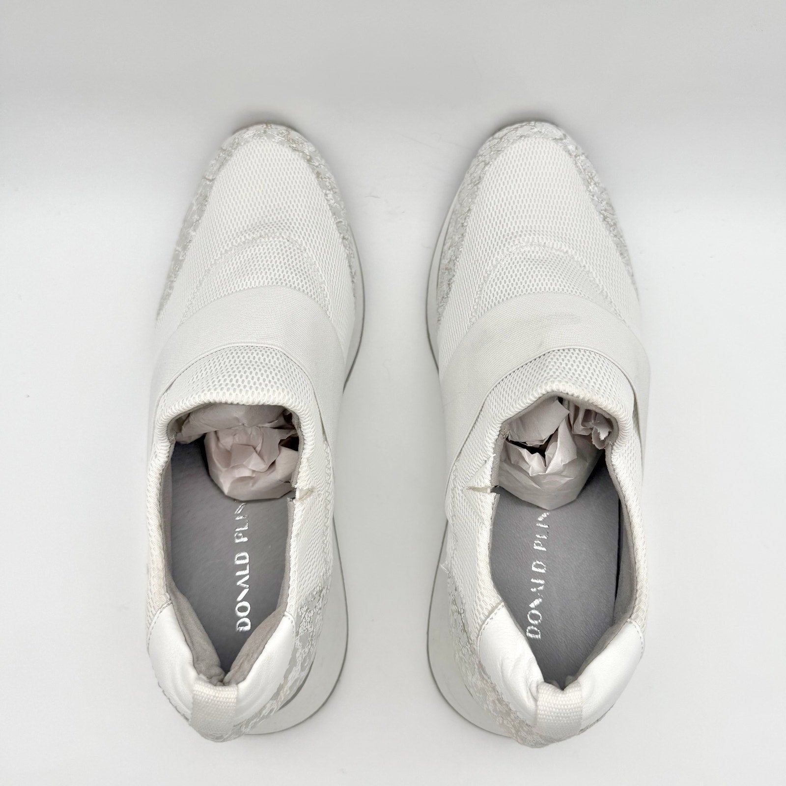 Donald Pliner Womens Pelham Wedge Sneaker US 11 M Silver White Slip On NWOB
