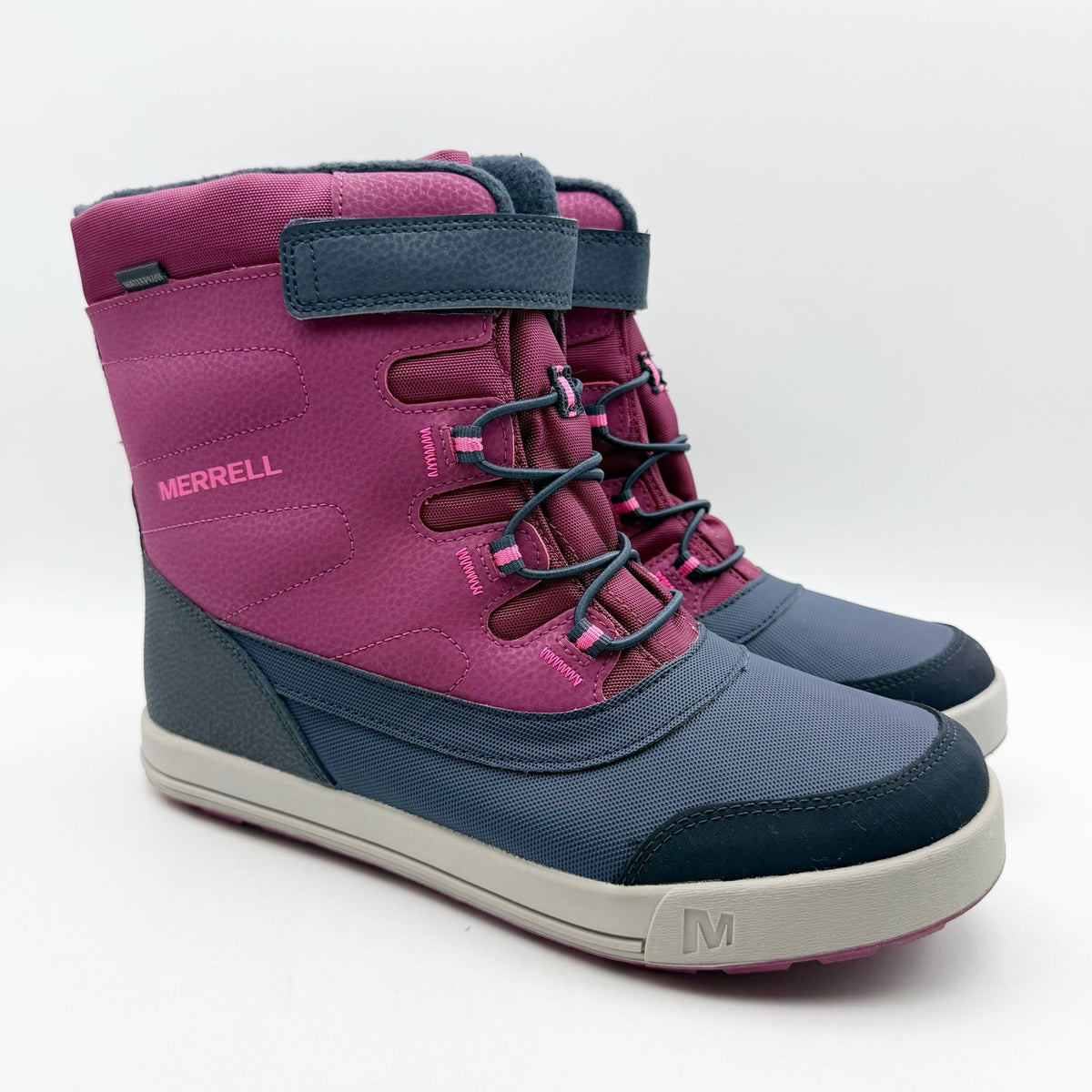 Merrell Big Kids Snow Storm Winter Boots Size 7 Pink Berry Navy Waterproof NIB