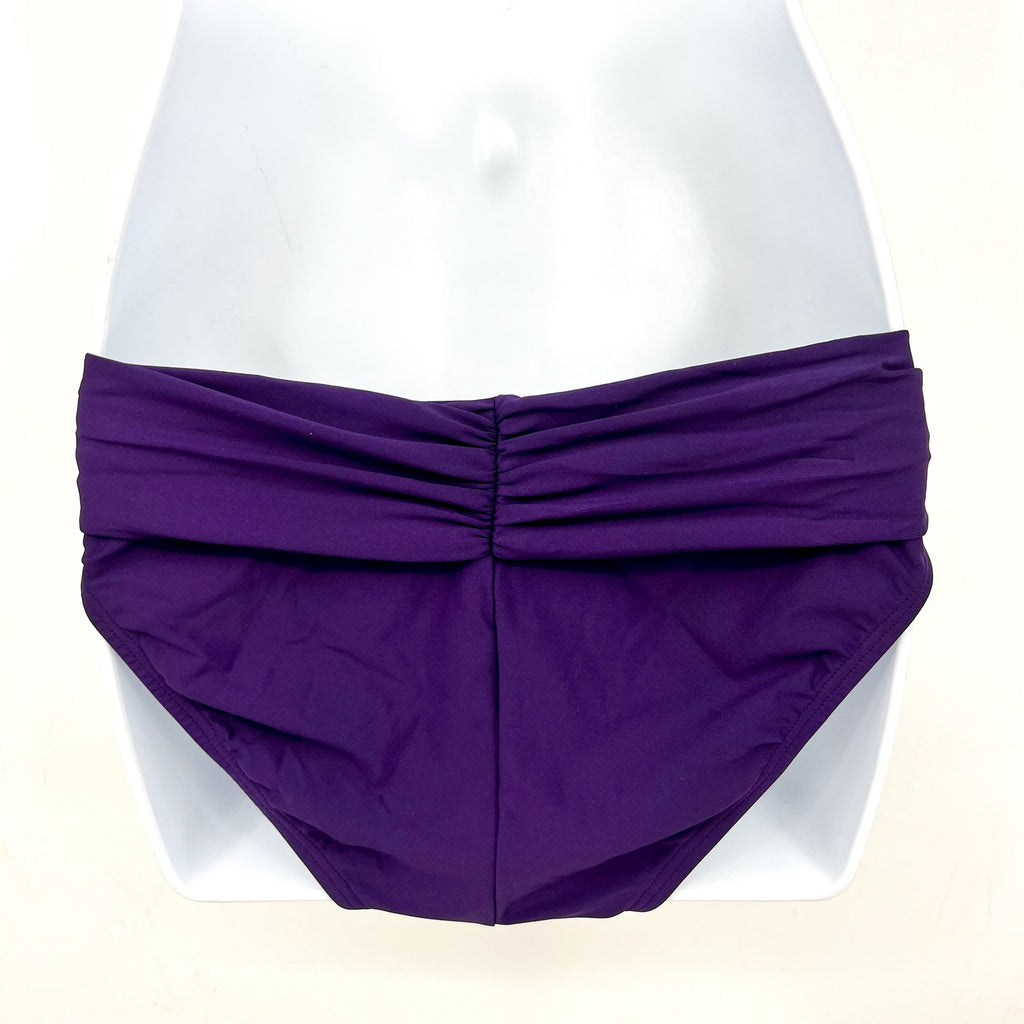 SUNSETS Unforgettable Brief Bikini Bottom Medium Purple Plum Shirred NWOT
