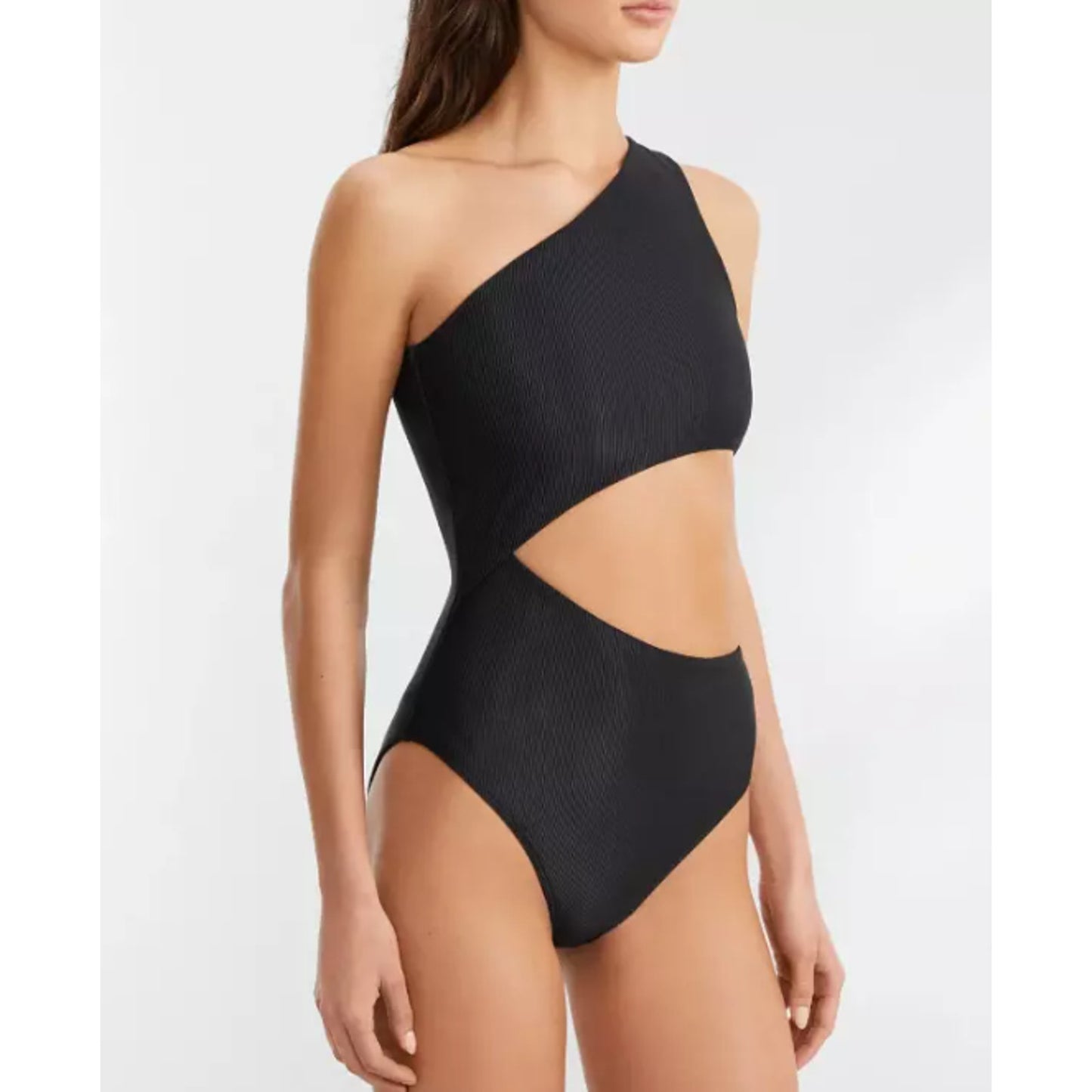 BEACH RIOT Celine Cutout One-Shoulder One-Piece Swimsuit Black Medium
