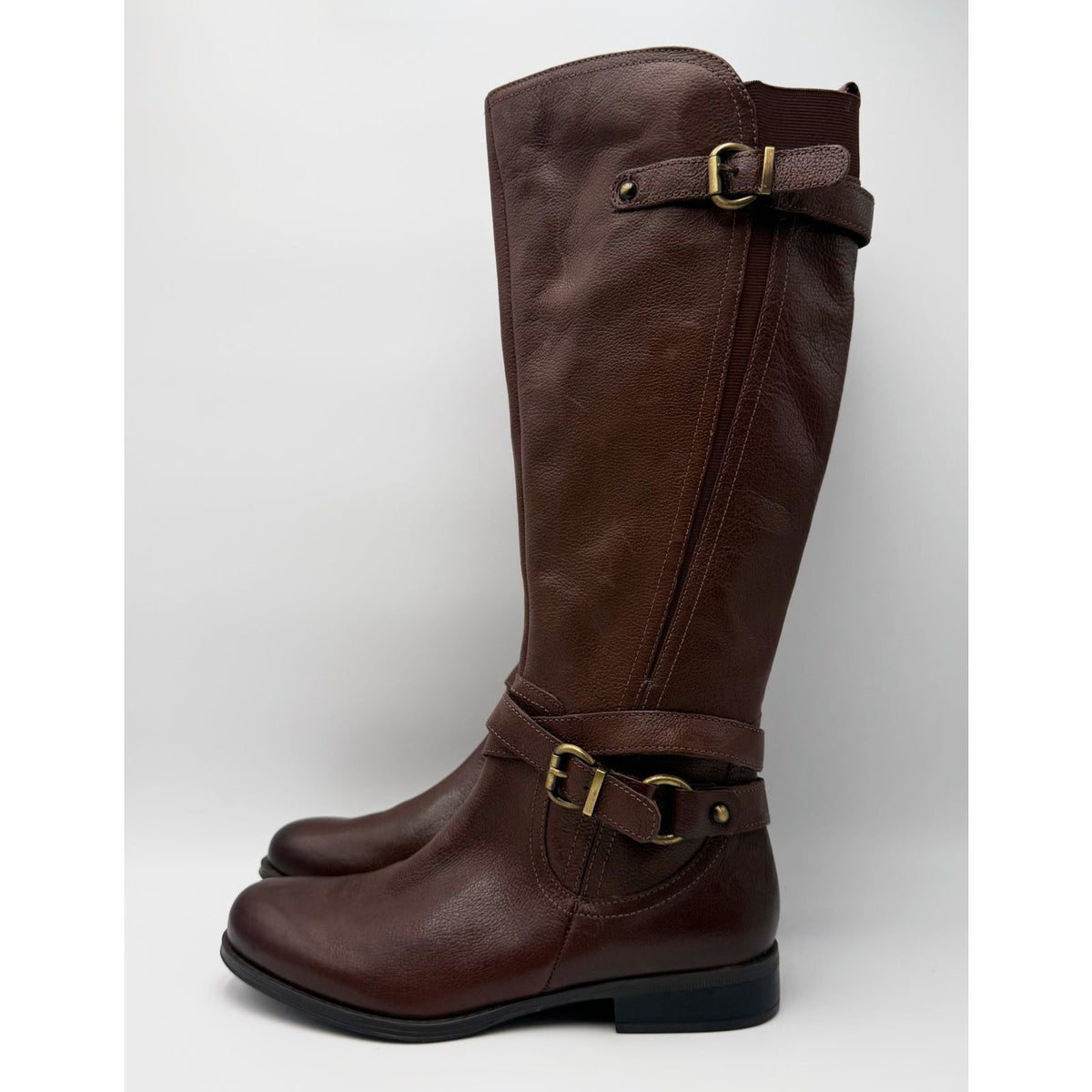 Naturalizer Womens June Knee High Riding Boots Size 7 EU 37 Brown Leather NWOB