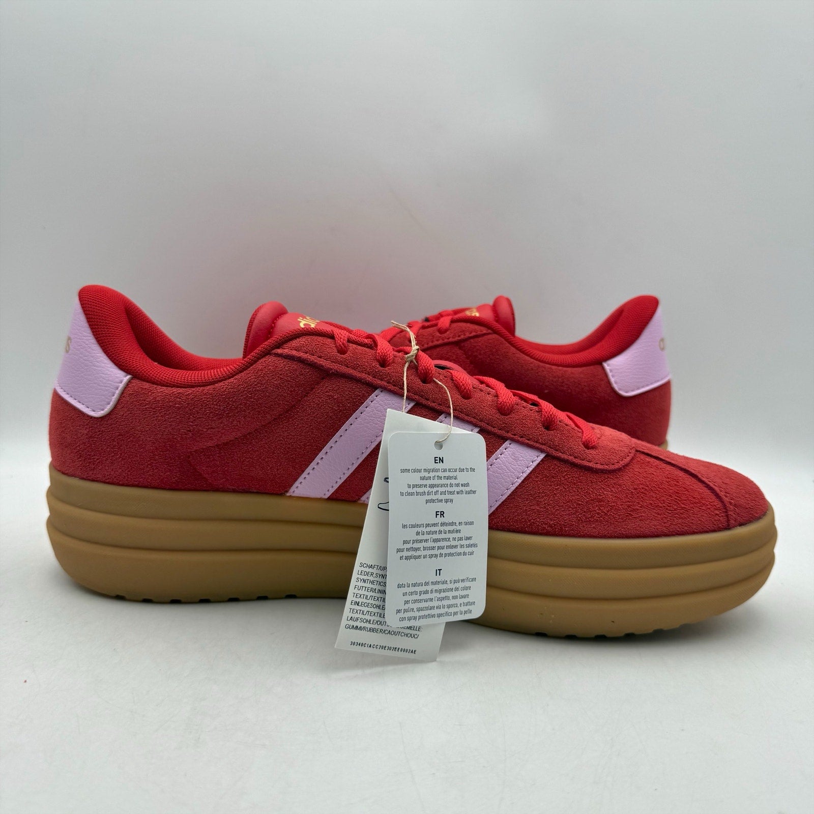 Adidas Womens VL Court Bold Platform Sneakers US 11 Red Pink Leather NWT