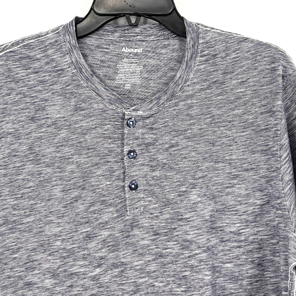 ABOUND Mens Jersey Slub Henley Tee MEDIUM Blue White Short Sleeve Cotton NWT