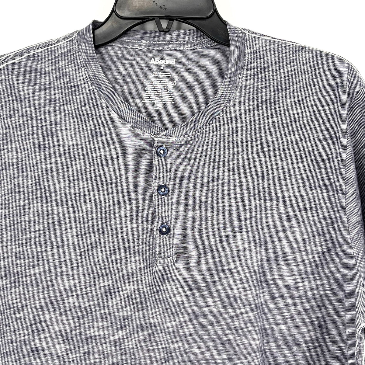 ABOUND Mens Jersey Slub Henley Tee MEDIUM Blue White Short Sleeve Cotton NWT