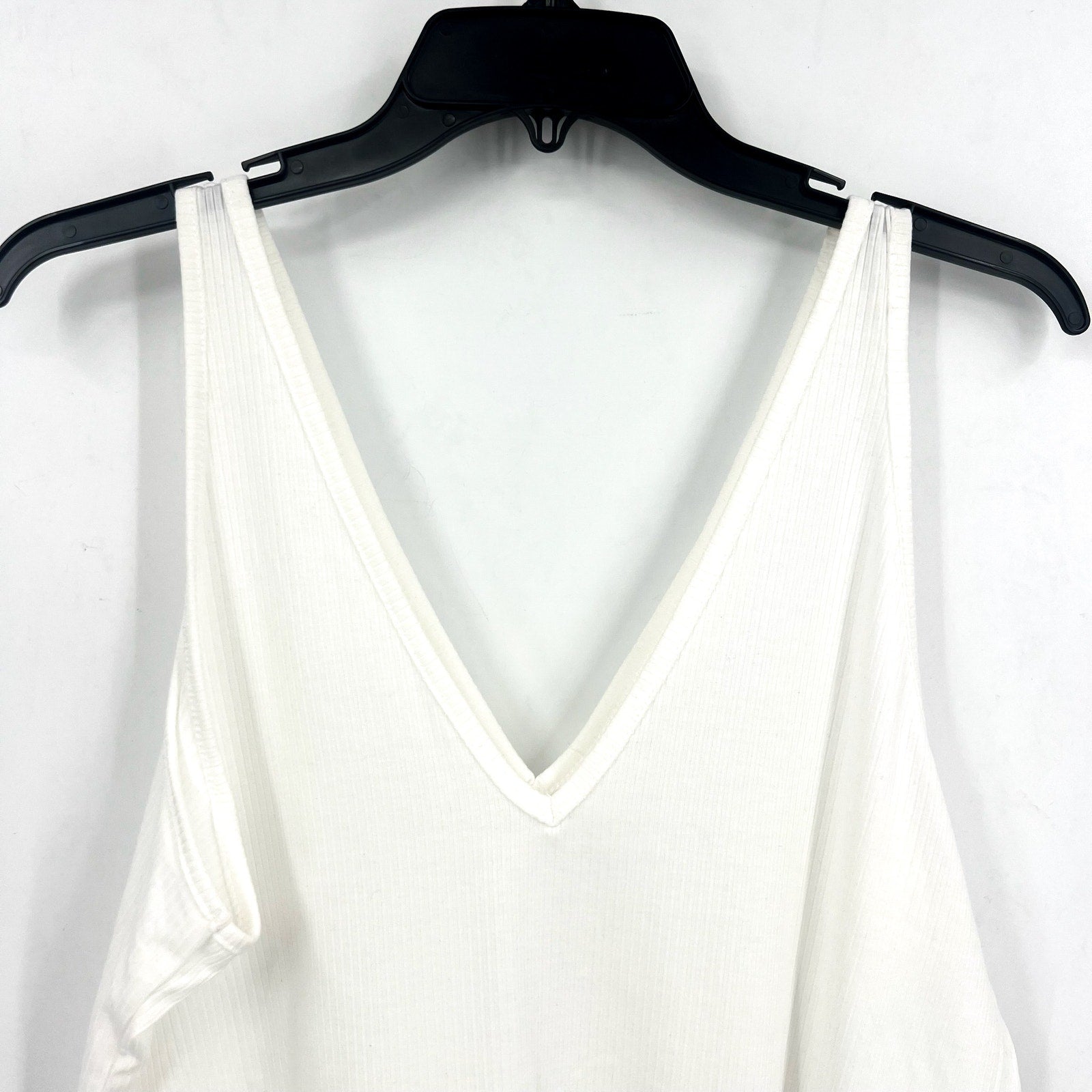 ABOUND Womens Double V-Neck Ribbed Crop Tank Top XXL White Stretch NWT