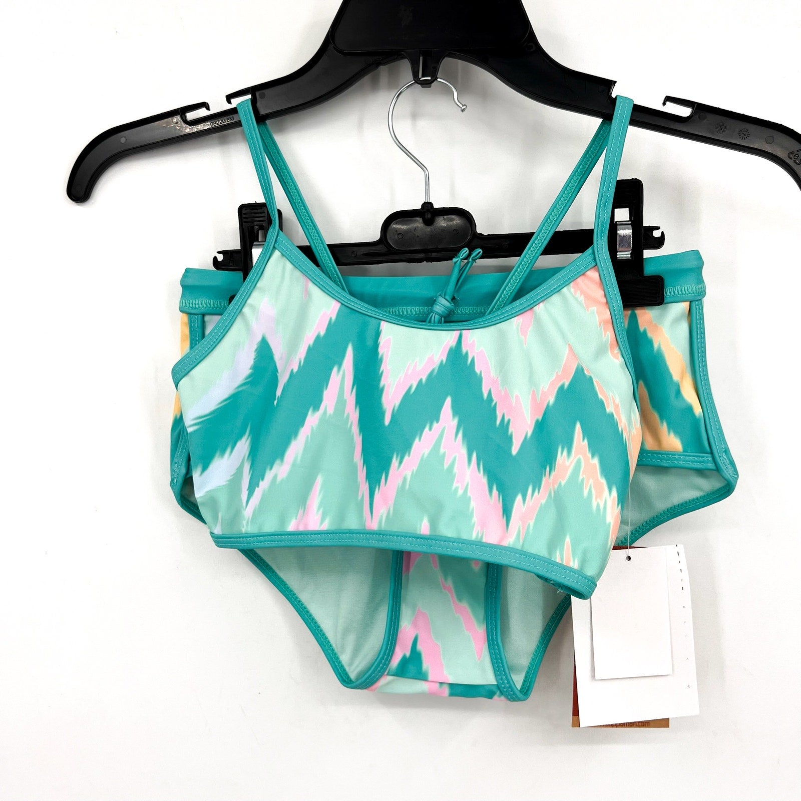 APPAMAN Girls Ikat Stella Bikini Swim Set Size 10 Teal Green Printed UPF NWT