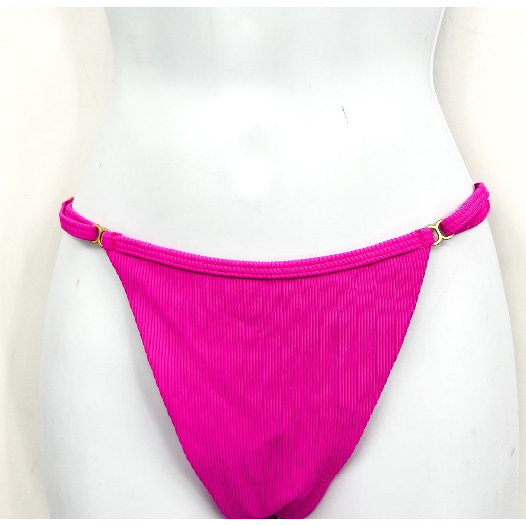 L*SPACE Women's Remi Bitsy Bikini Bottom Medium Pink Bright Fuchsia Cheeky NWT