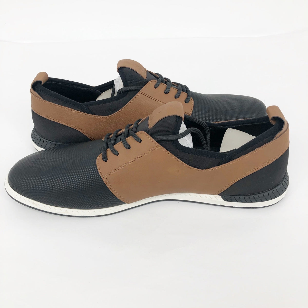 Aldo Mens Chase Casual Sneakers 13 Tan Black Lace Up Low Top Leather Modern NWOB