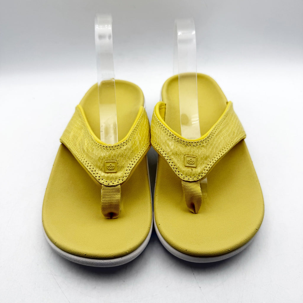 Spenco Womens Yumi Gecko Sandals US 7 WIDE Sundress Yellow Flip Flop NWOB