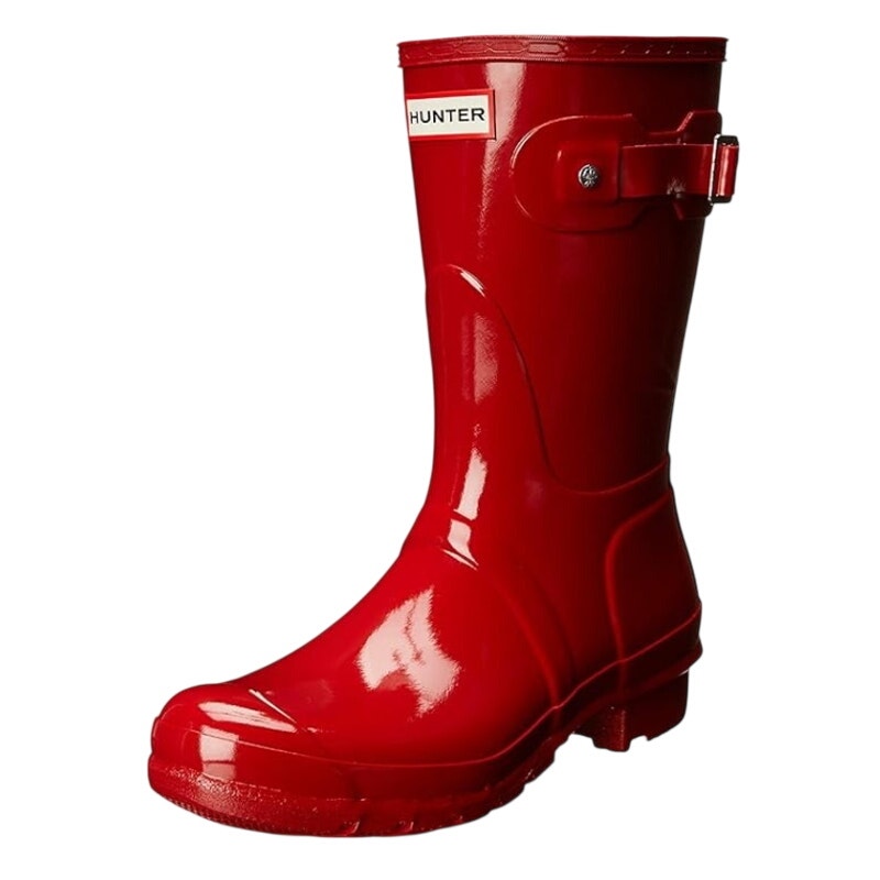 Hunter Womens Original Short Gloss Mid Calf Rain Boots Size 10 Military Red NIB