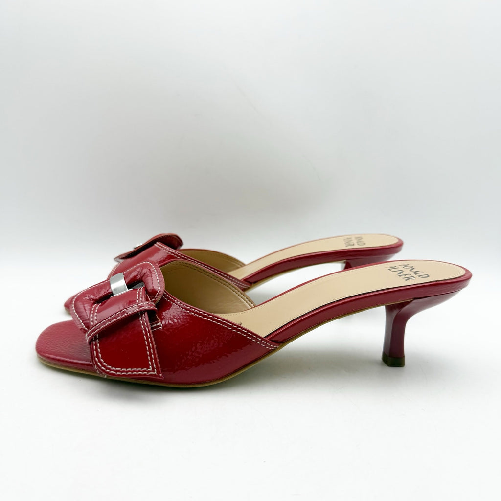 Donald Pliner Womens Cherry Heeled Sandal US 8.5 M Red Patent Leather NWOB