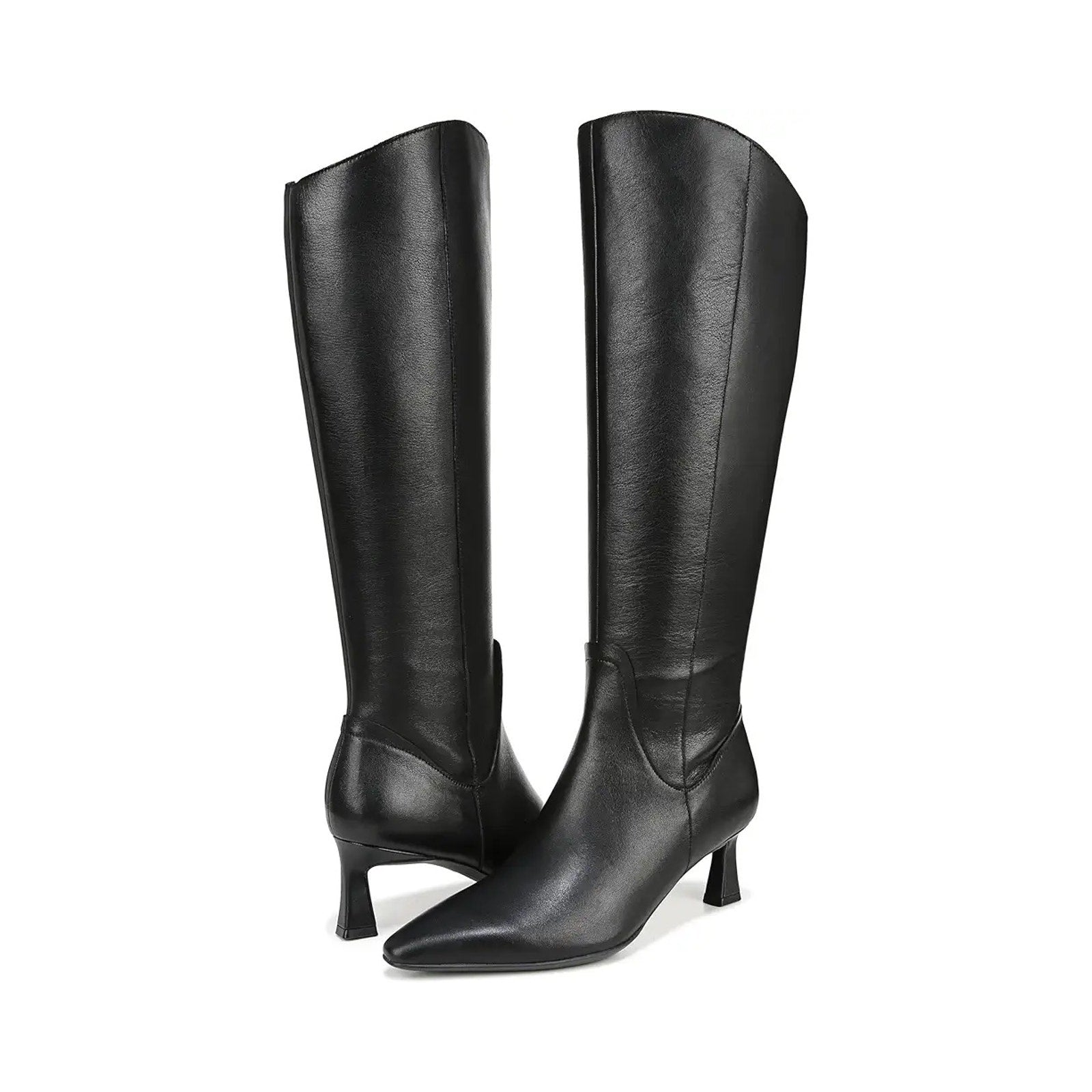 Naturalizer Women Deesha Knee High Boots US 7.5 WIDE Wide Calf Black Leather NIB