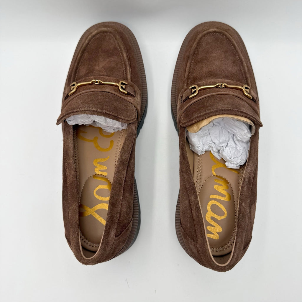 Sam Edelman Womens Lea Platform Loafers Size 8.5 M Brown Suede NIB