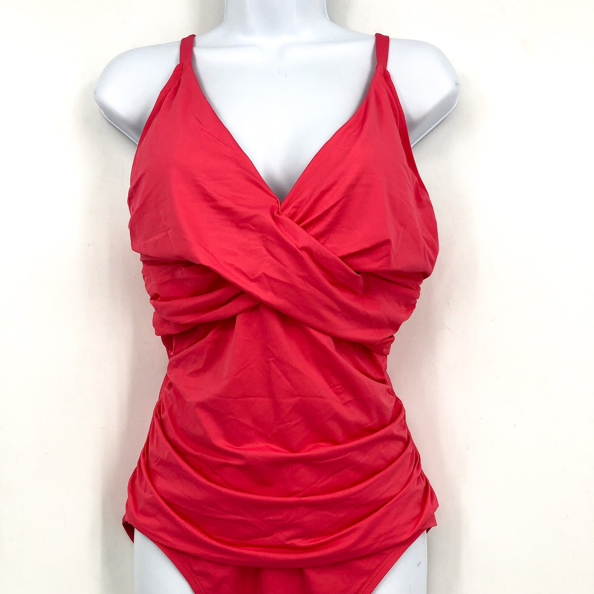TOMMY BAHAMA Women's Pearl Cross Front One-Piece Swimsuit Size 14 Pink OTS NWT