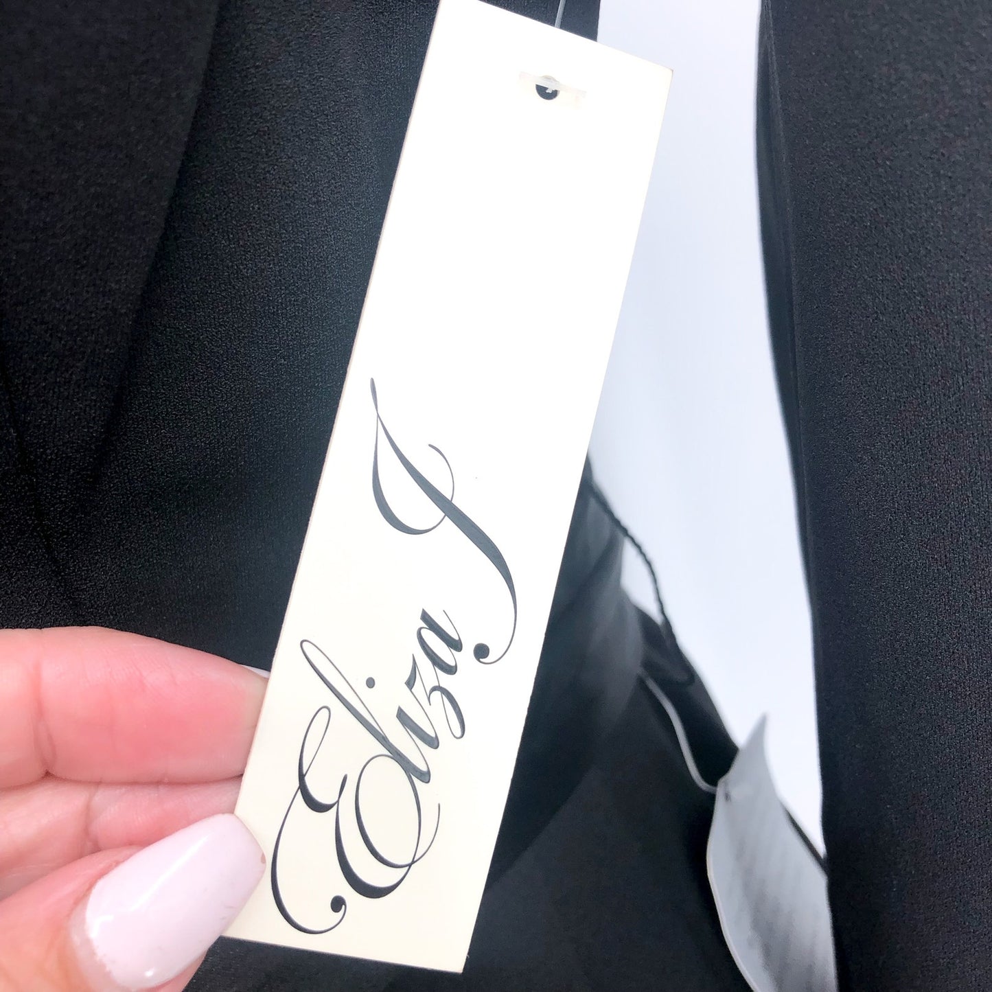 ELIZA J Womens Wrap Tuxedo Gown Size 4 Black Scuba Crepe Long Sleeve NWT