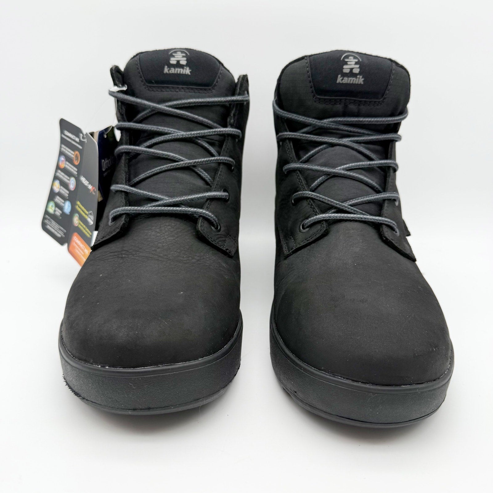 Kamik Mens Spencer Mid Boots US 11 EU 44 Black Leather Waterproof NIB