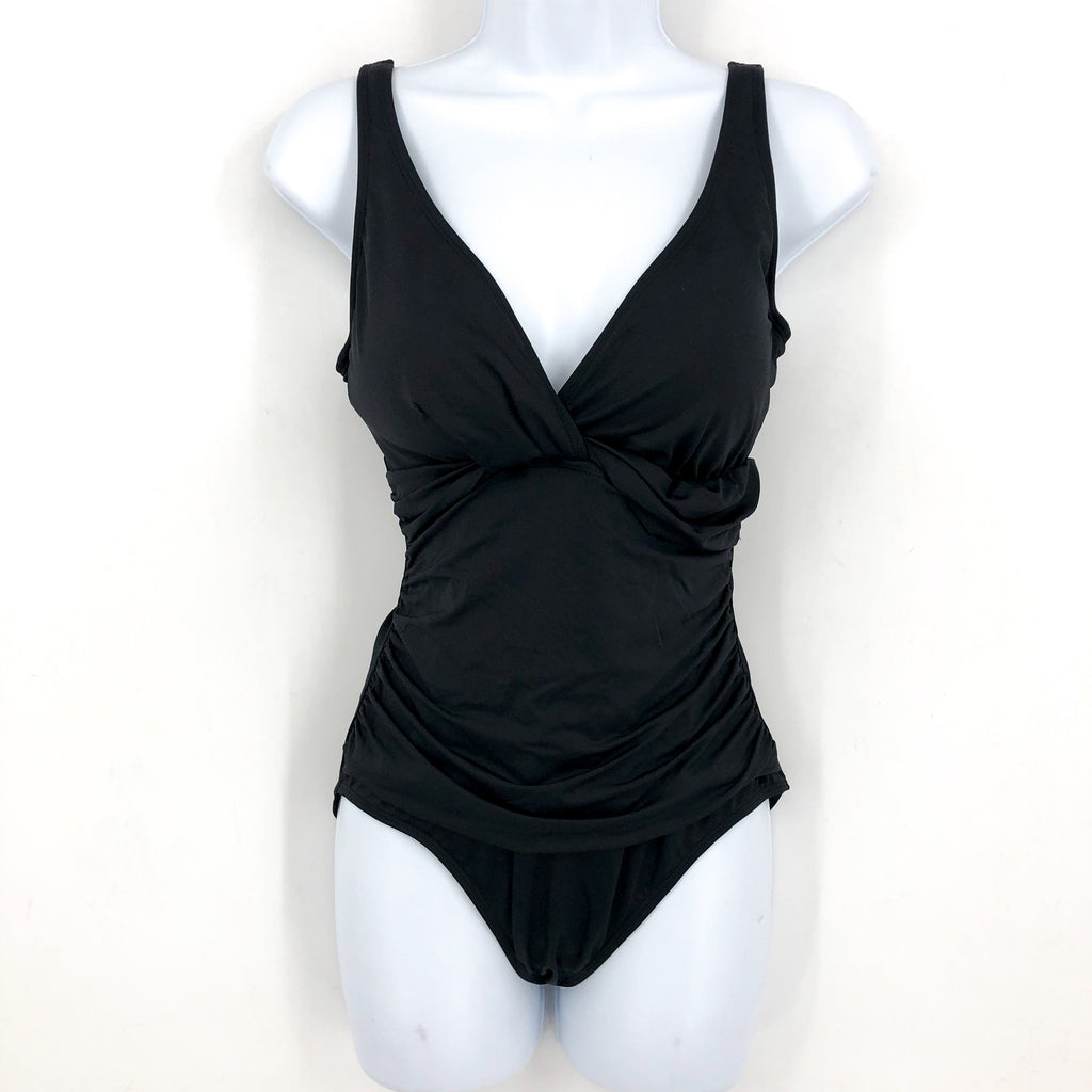 LAUREN RALPH LAUREN Twist One-Piece Swimsuit Size 8 Black Underwire OTS NWT