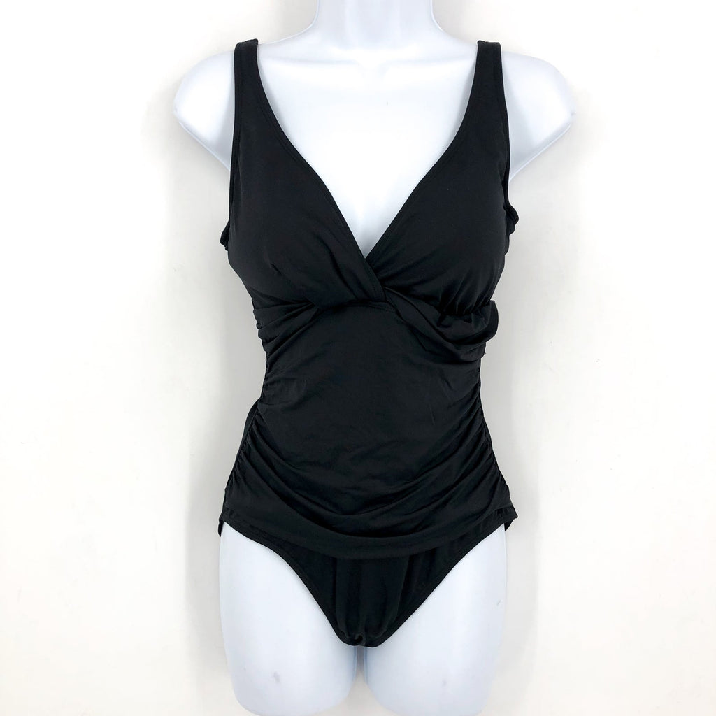 LAUREN RALPH LAUREN Twist One-Piece Swimsuit Size 8 Black Underwire OTS NWT
