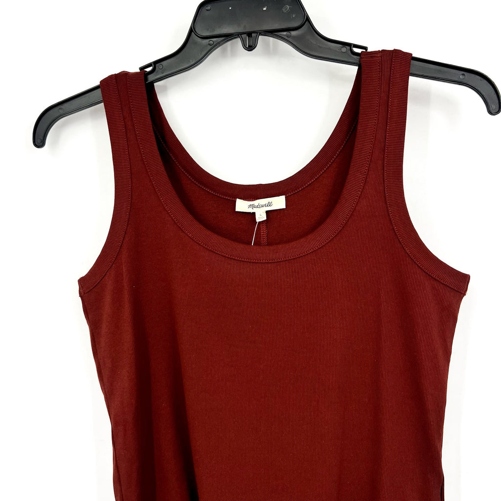 MADEWELL Womens Ribbed Scoop Neck Tank Large Brown Henna NW197 NWT
