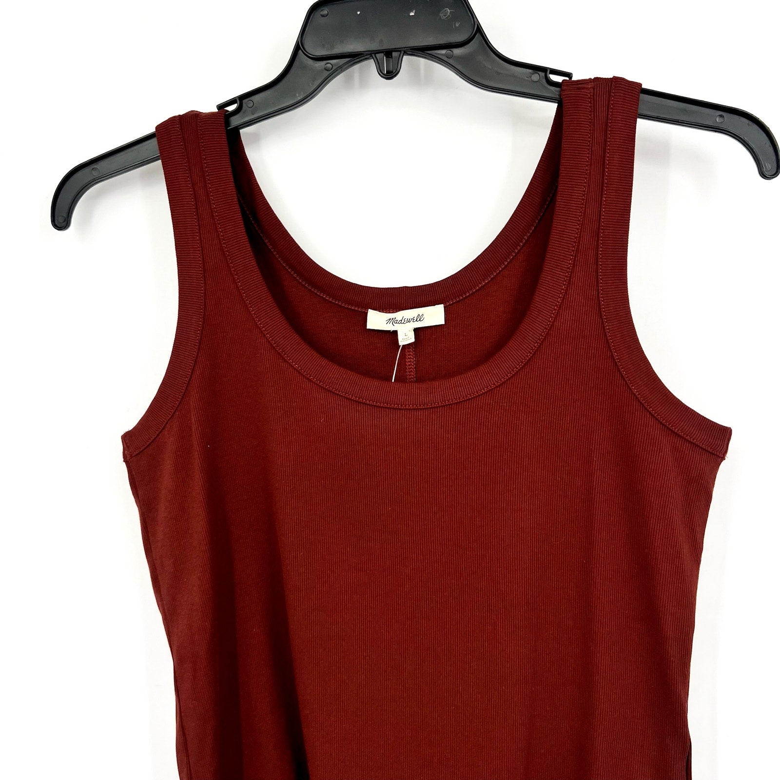 MADEWELL Womens Ribbed Scoop Neck Tank Large Brown Henna NW197 NWT