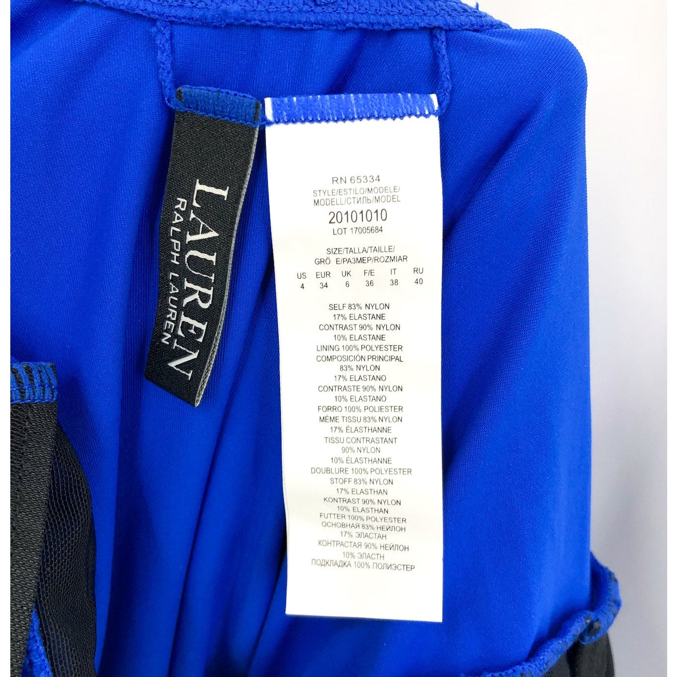 LAUREN RALPH LAUREN Beach Club Solids Ruffle One Piece Size 4 Royal Blue NWT