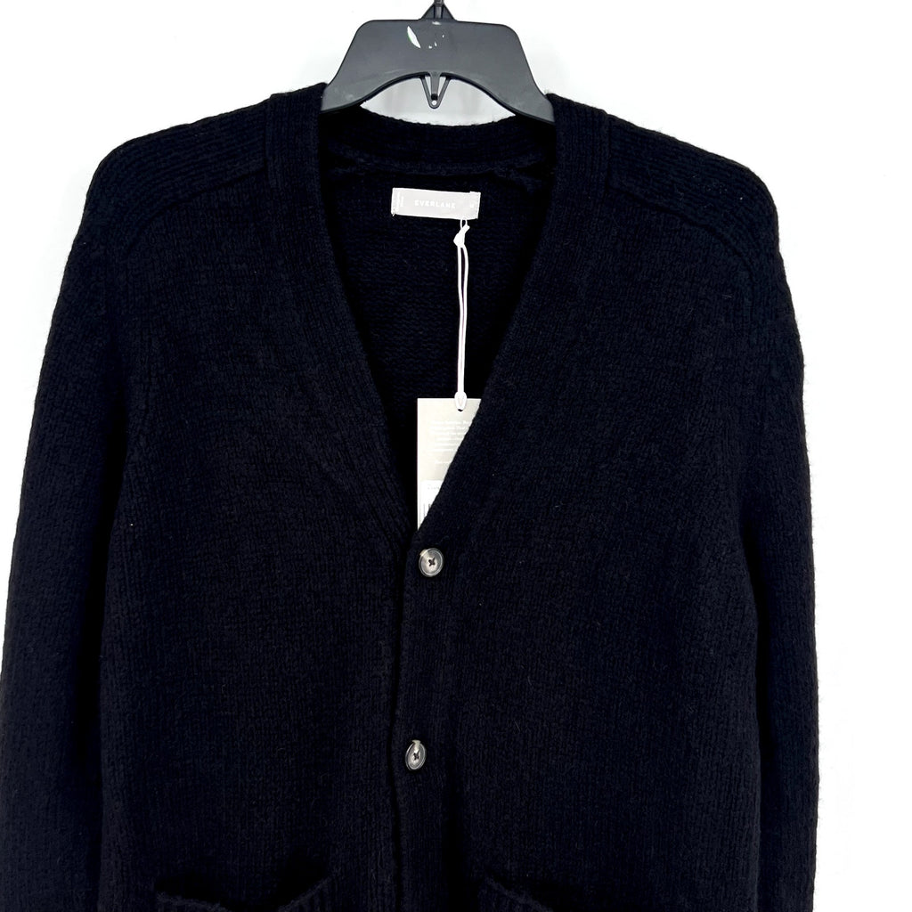 EVERLANE Men's The Cloud Relaxed Cardigan Sweater Medium Black Merino Wool NWT