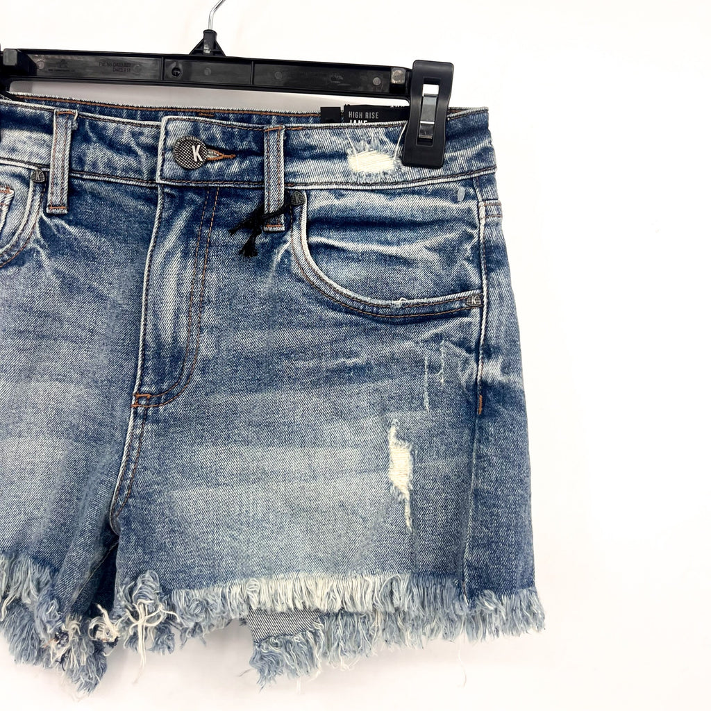 KUT FROM THE KLOTH Jane Jean Shorts Size 0 Proactive Blue Fray Hem NWT