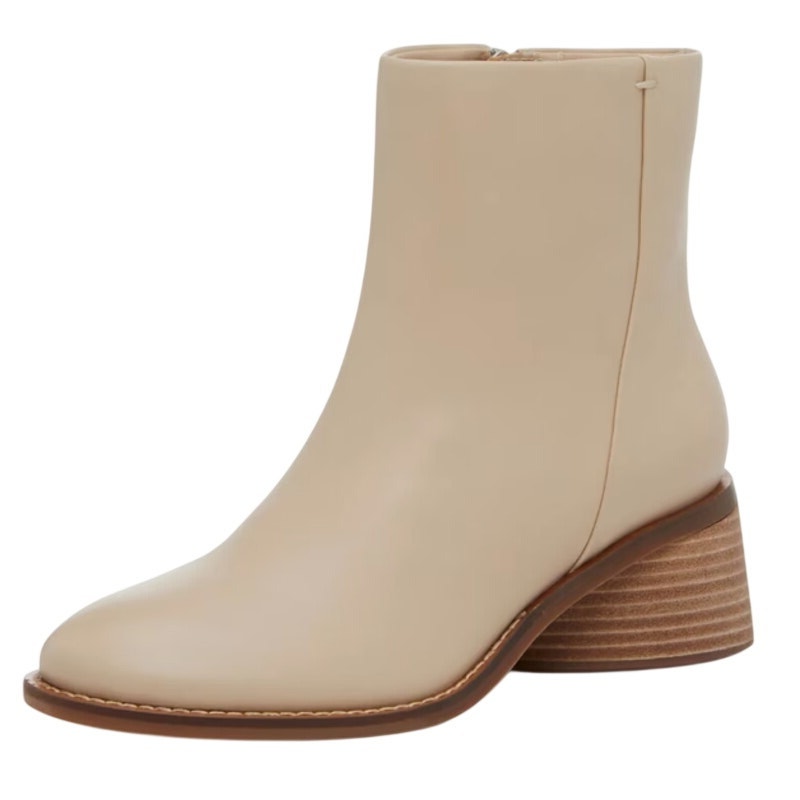 Lucky Brand Womens Cassia Ankle Booties US 6.5 Beige Vanilla Bean Leather NIB