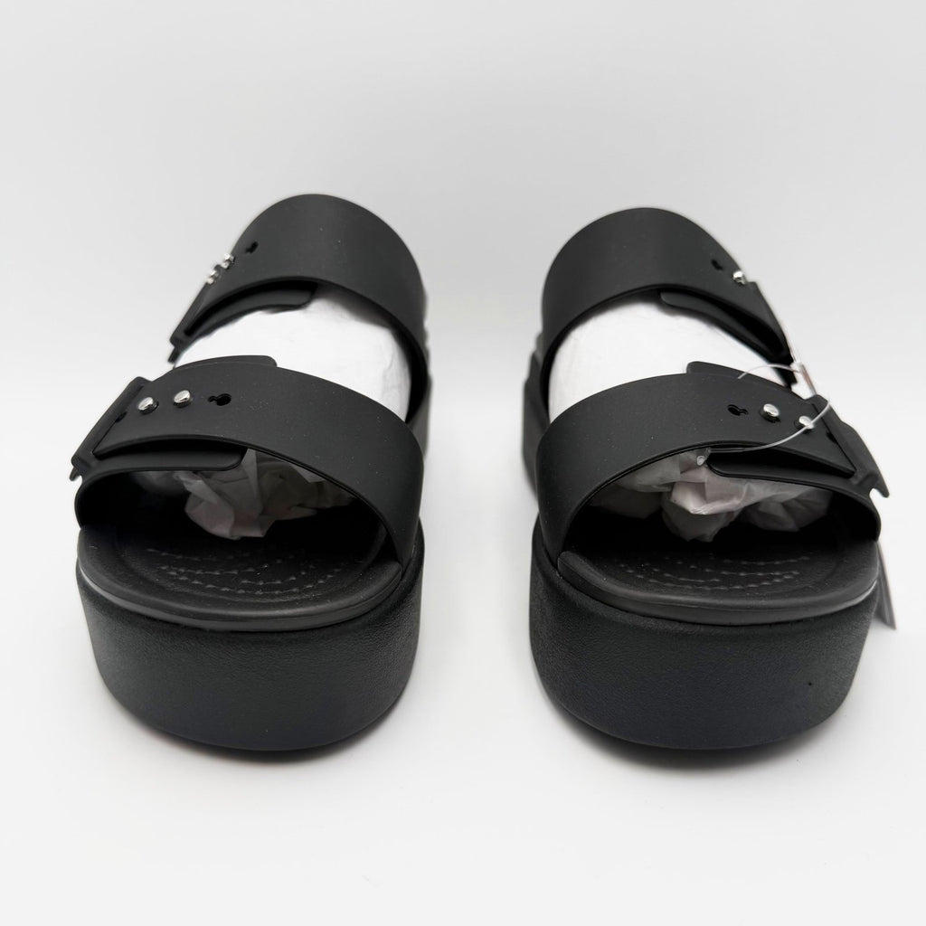 Crocs Womens Brooklyn Buckle Low Wedge Sandals Size 7 EU 37-38 Black NWT