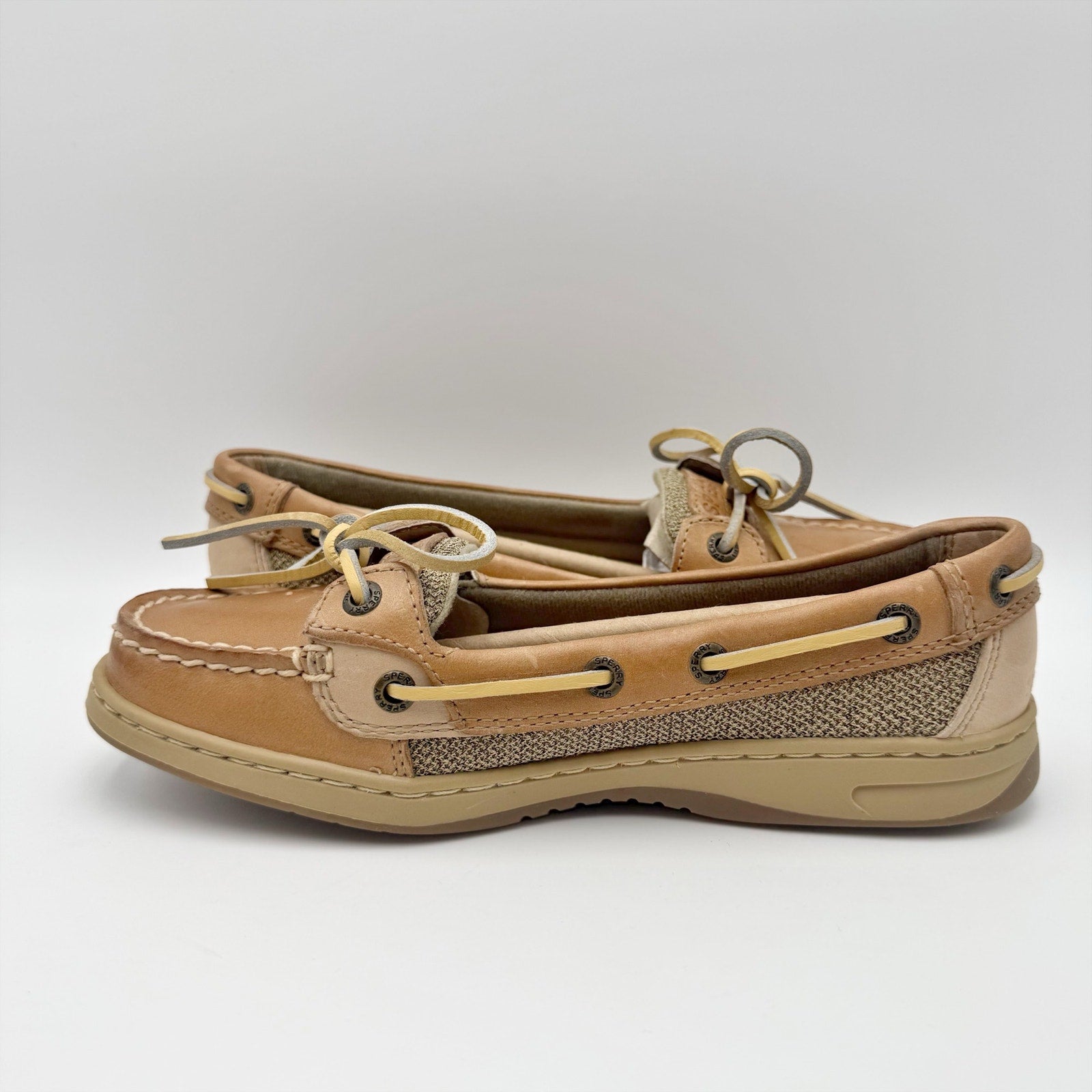 Sperry Womens Angelfish Boat Shoes Size 5.5 M Cognac Brown Leather NIB