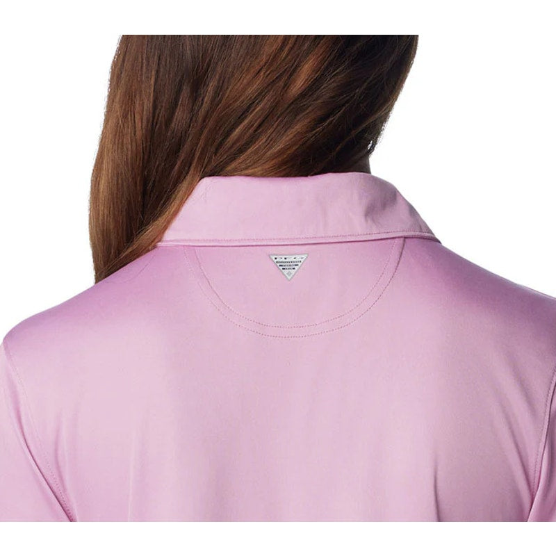 COLUMBIA Women's Tidal Tee Polo Shirt Large Pink Minuet Short Sleeve UPF NWT