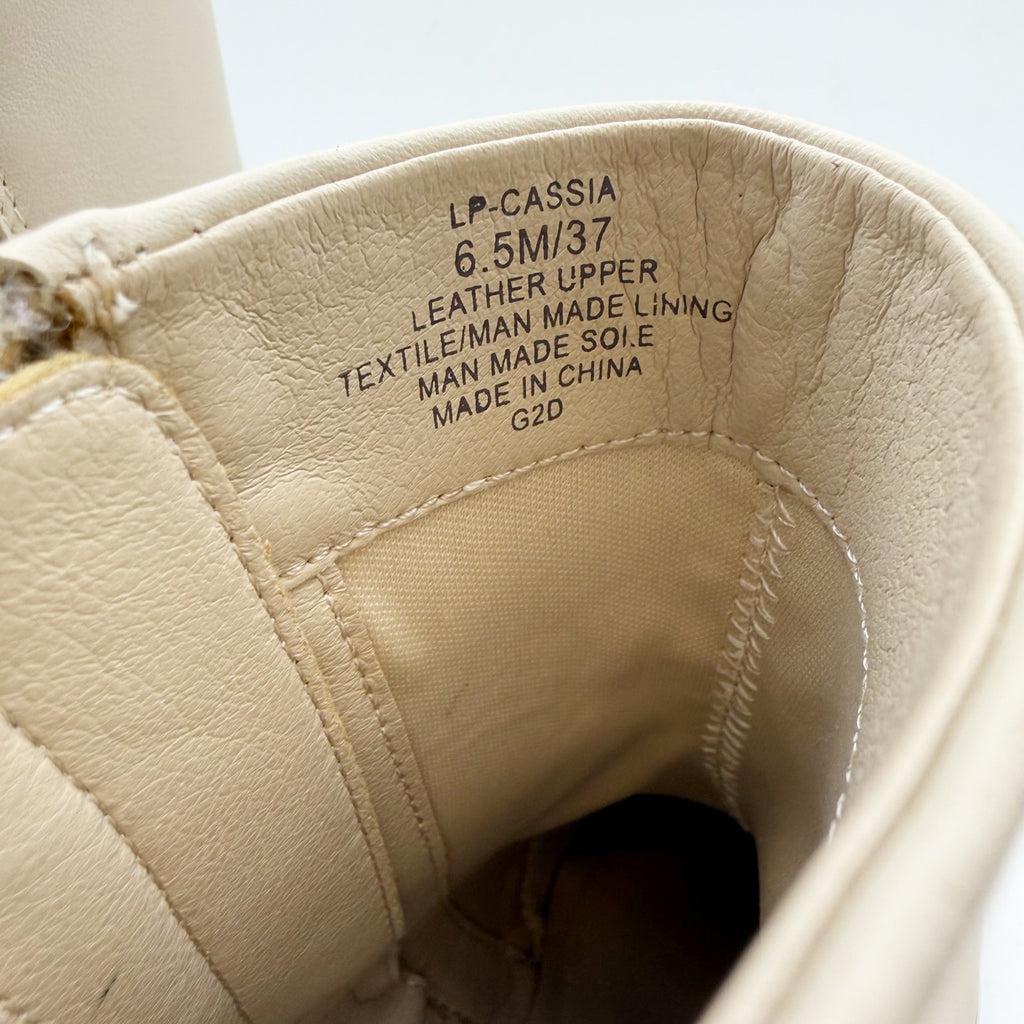 Lucky Brand Womens Cassia Ankle Booties US 6.5 Beige Vanilla Bean Leather NIB