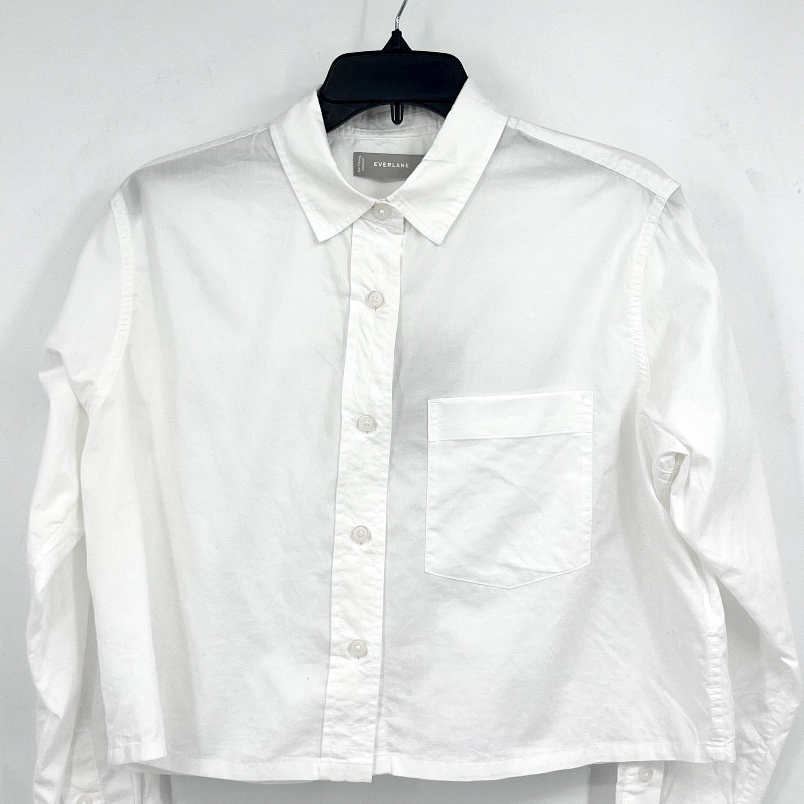 EVERLANE Women's The Way-Short Shirt in Silky Cotton Small White Long Sleeve NWT